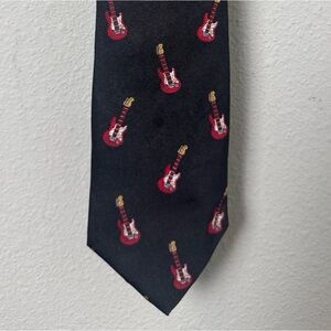 Lord & Taylor Guitar Musician Rock N Roll Tie Novelty Print 100% Silk Tie